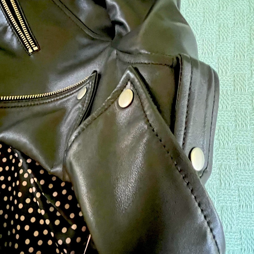 Boden Morleigh Jacket Black Leather EUC Biker Moto Zippers Cropped UK 10 - Picture 4 of 16
